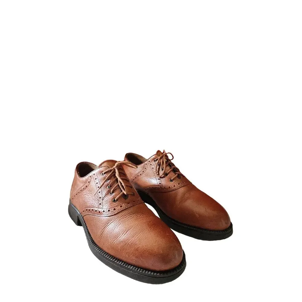 Johnston & Murphy Passport Dress-Shoes Mens 10 M Italian Leather Cap-Toe Brown